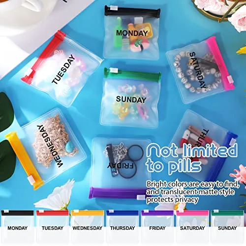 35 Pcs Pill Pouch Bags Zippered Pill Pouch Set Reusable Translucent Medicine Organizer Self Sealing Medicine Bag Travel Plastic Pill Bags with Slide Lock for Pills Small Items Storage (Colored)