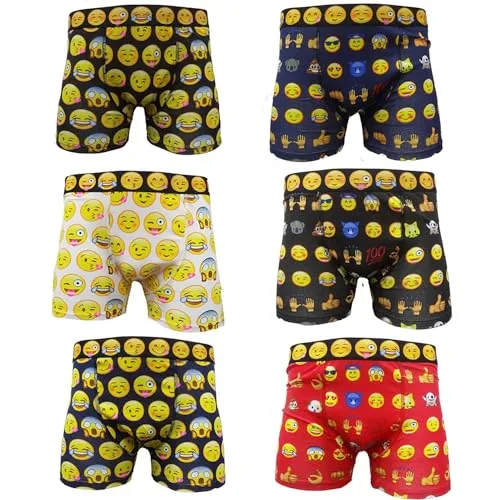 6 Pairs Mens Smiley Face Emoji Boxer Shorts Trunks Funny Boxers S M L XL XXL