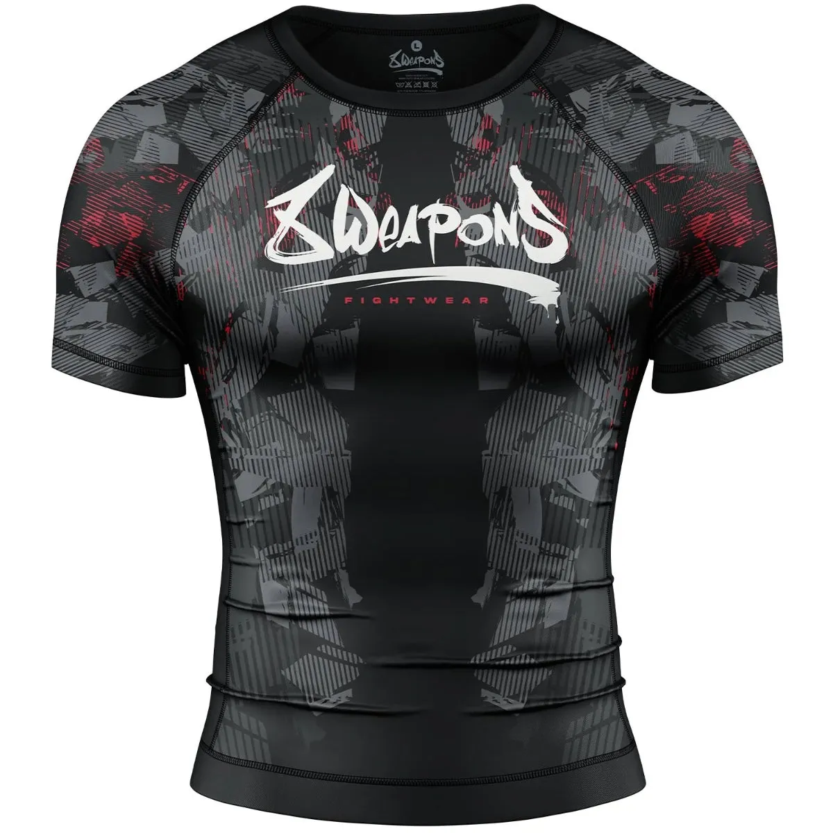 8 Weapons Hit 2.0 Short Sleeve Rash Guard Black/Red