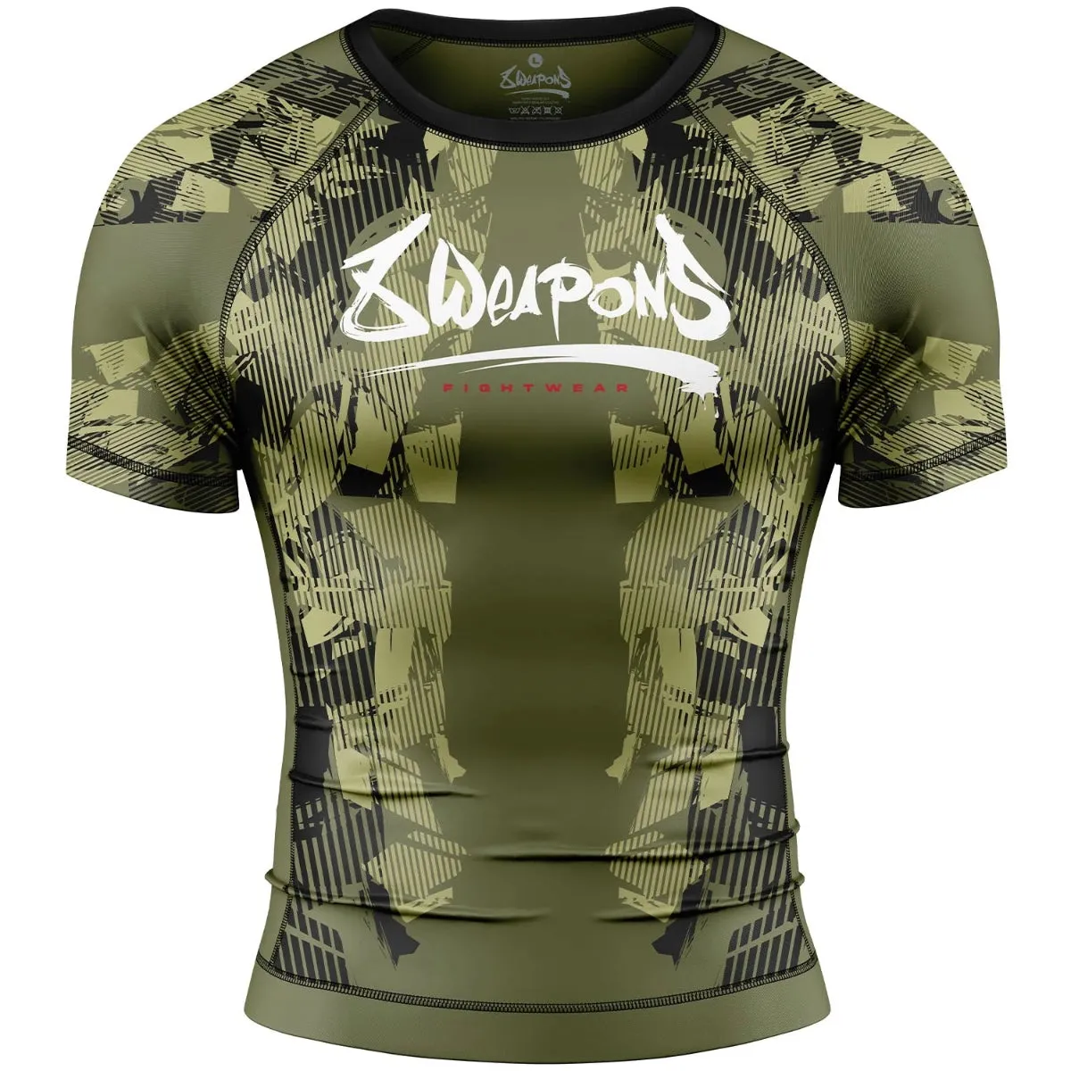 8 Weapons Hit 2.0 Short Sleeve Rash Guard Olive/Black