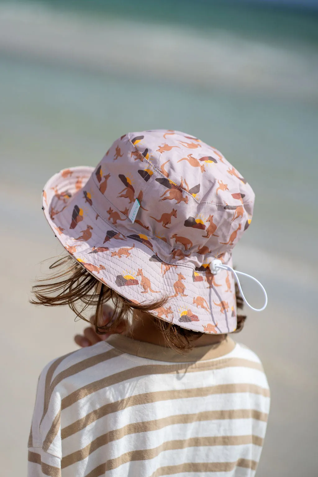 ACORN KIDS - AUSSIE SUNSET WIDE BRIM BUCKET HAT: MID BROWN