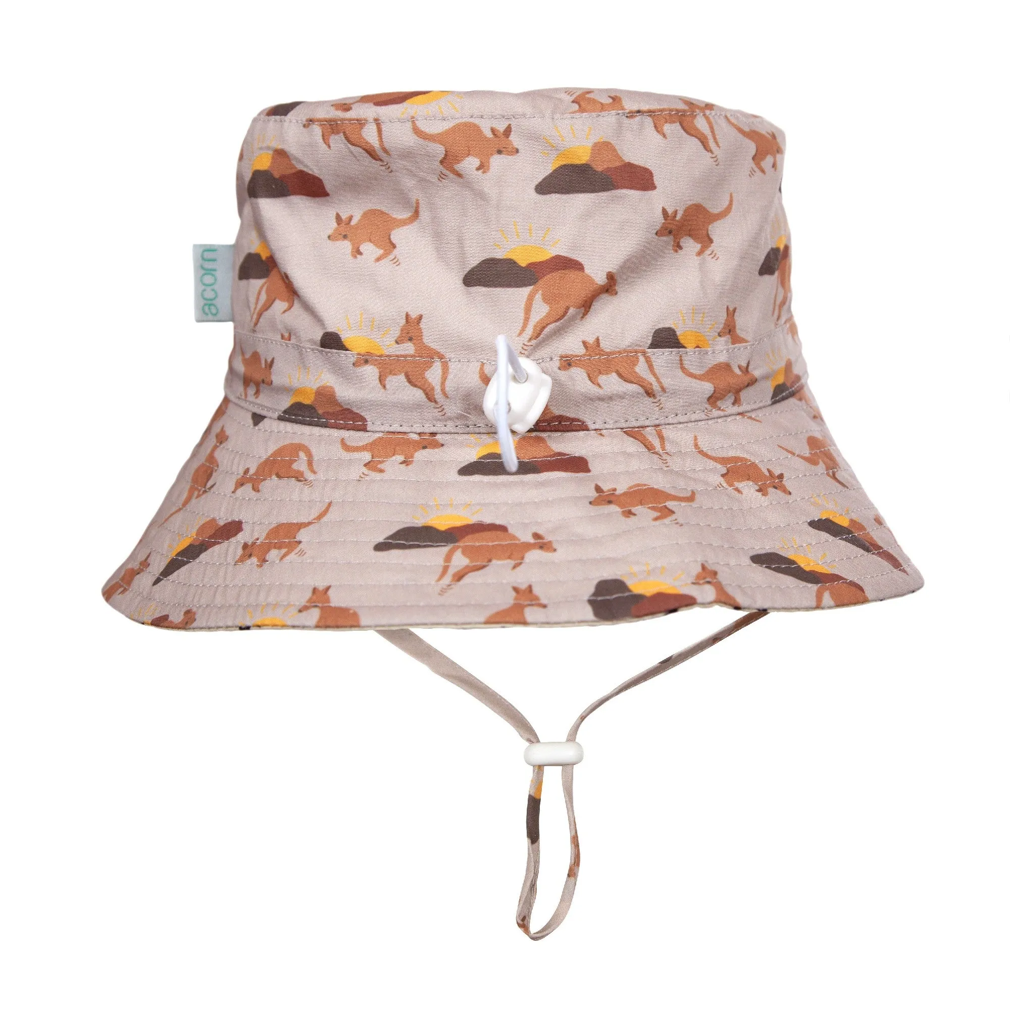 ACORN KIDS - AUSSIE SUNSET WIDE BRIM BUCKET HAT: MID BROWN