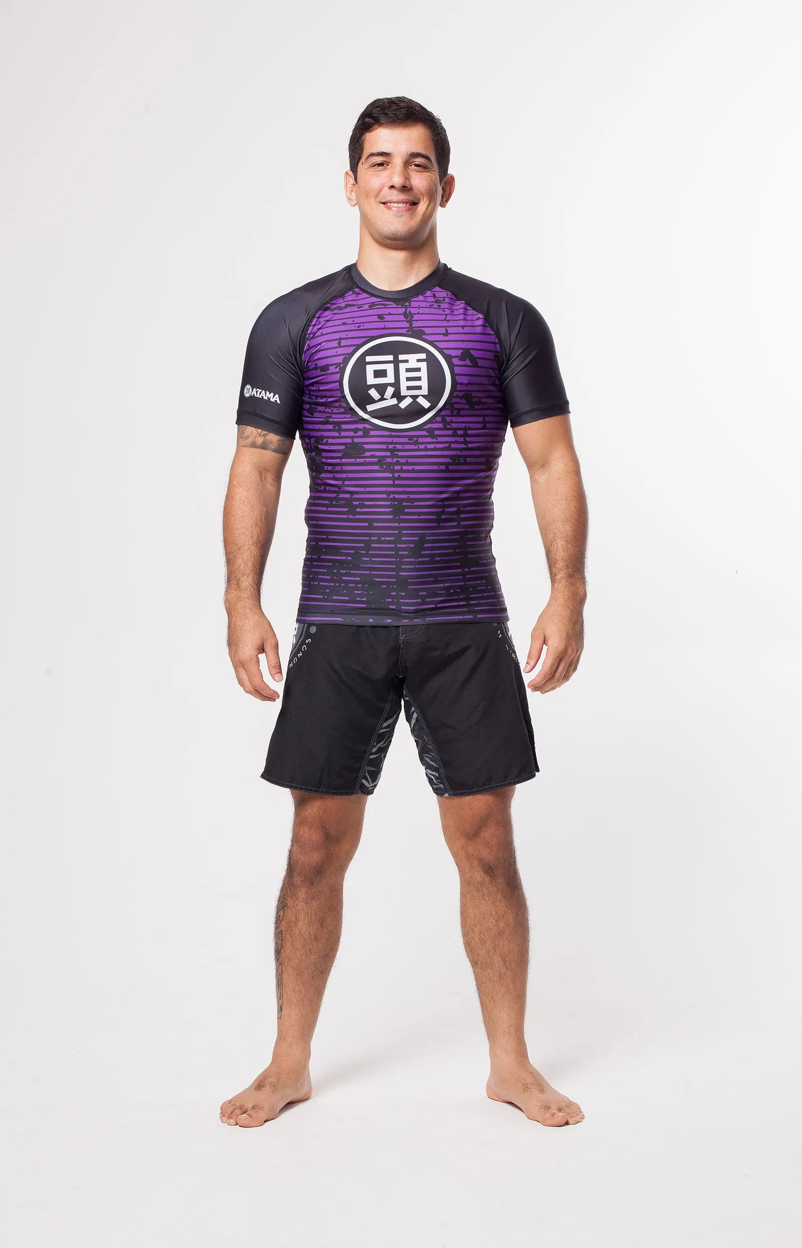 ATAMA PURPLE RANKED RASH GUARDS - SHORT SLEEVE