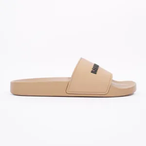 Balenciaga Womens Logo Pool Slides Beige / Black EU 37 / UK 4