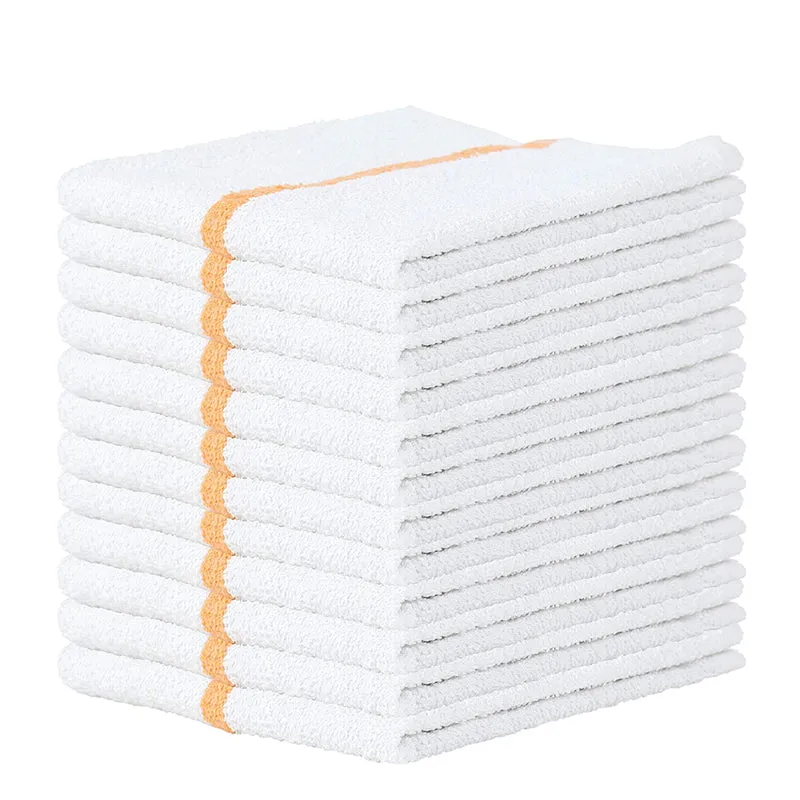 Bar Mop Towel 12-24 Pack Cleaning Kitchen Towels 16"x19" Cotton Yellow Stripe