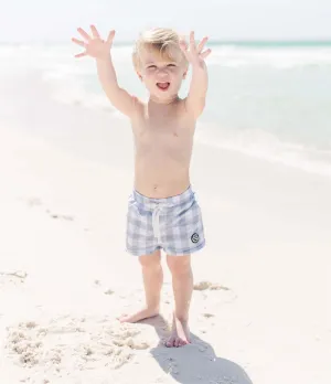 Boys Swim Trunks - Blue Check