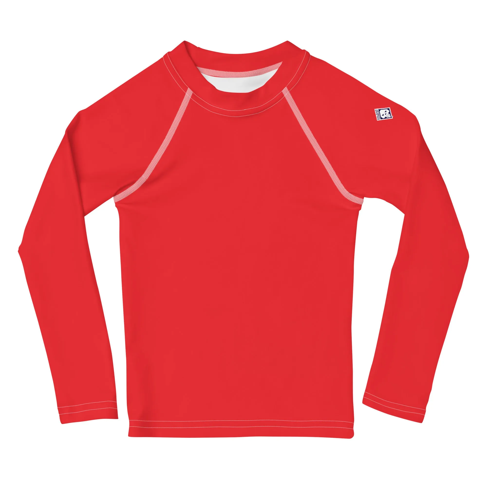 Cool and Covered: Boys' Long Sleeve Solid Color Rash Guards - Scarlet