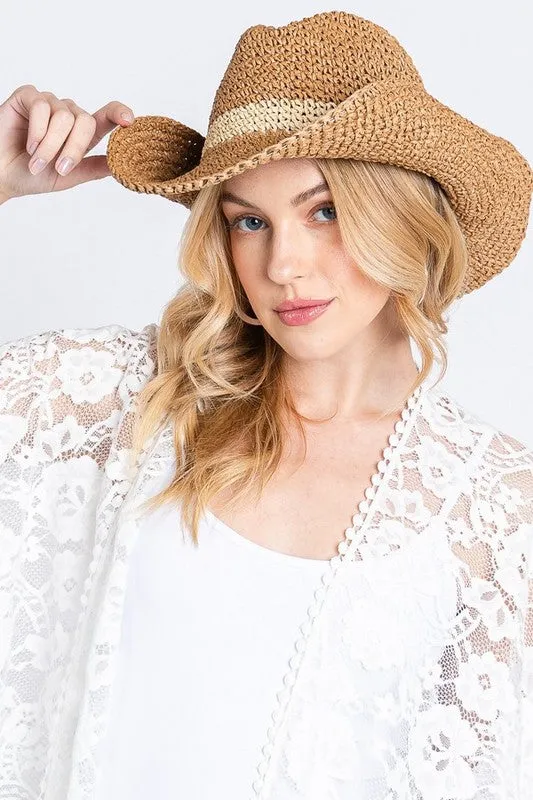 Crochet Straw Convertible Sun Hat