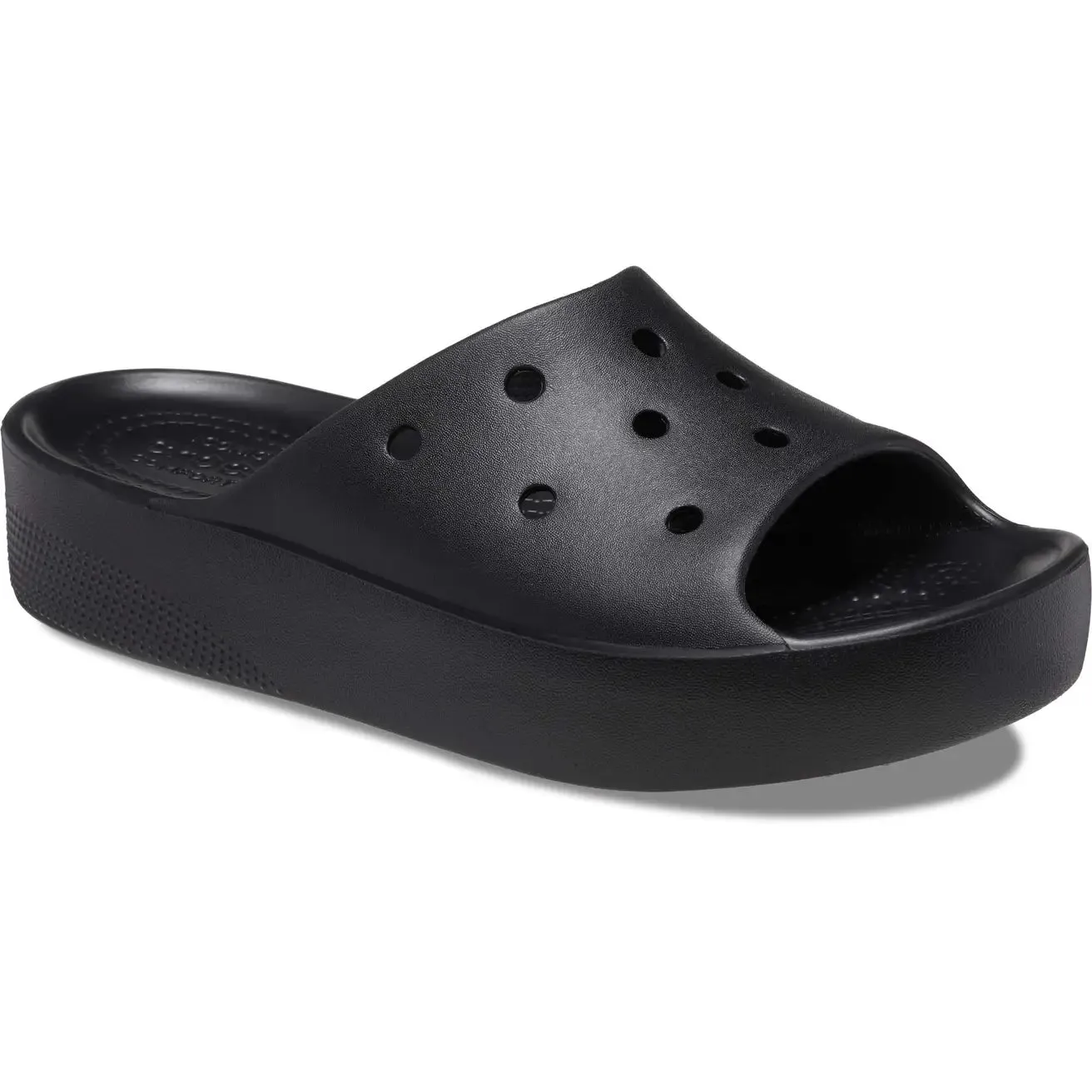 CROCS WOMENS CLASSIC PLATFORM SLIDE - BLACK