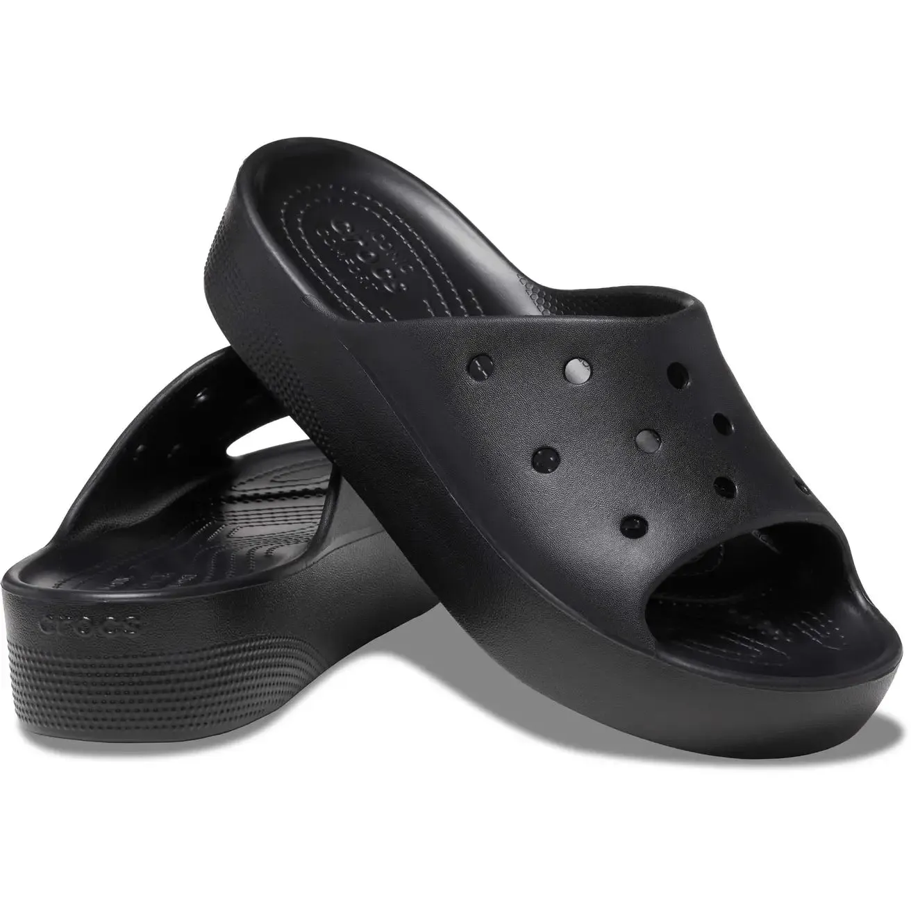 CROCS WOMENS CLASSIC PLATFORM SLIDE - BLACK