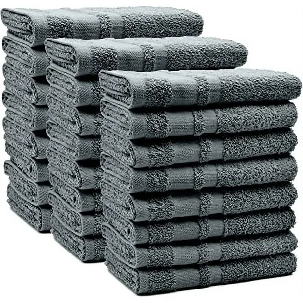 DAN RIVER 100% Cotton Hand Towels Set of 24| Ultra Soft Hand Towels| Bulk Hand Towels| Cotton Salon Towel| Spa Hand Towel| Gym Hand Towel| Absorbent| Gray Hand Towel| Hand Towel 16x26 in| 400 GSM