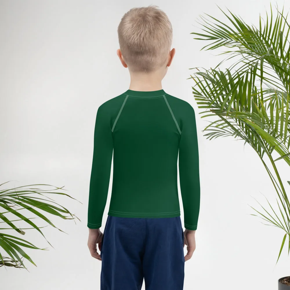 Dynamic Duo: Boys' Long Sleeve Solid Color Rash Guards - Sherwood Forest