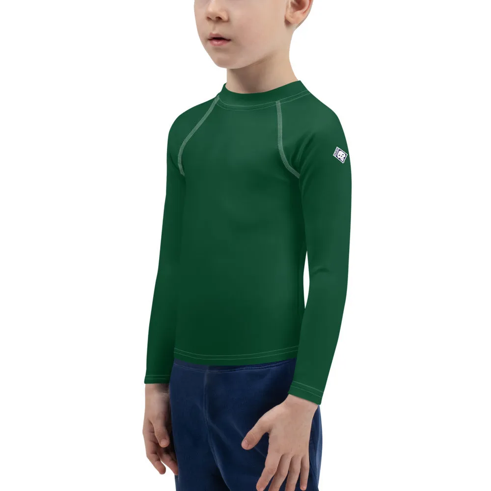 Dynamic Duo: Boys' Long Sleeve Solid Color Rash Guards - Sherwood Forest