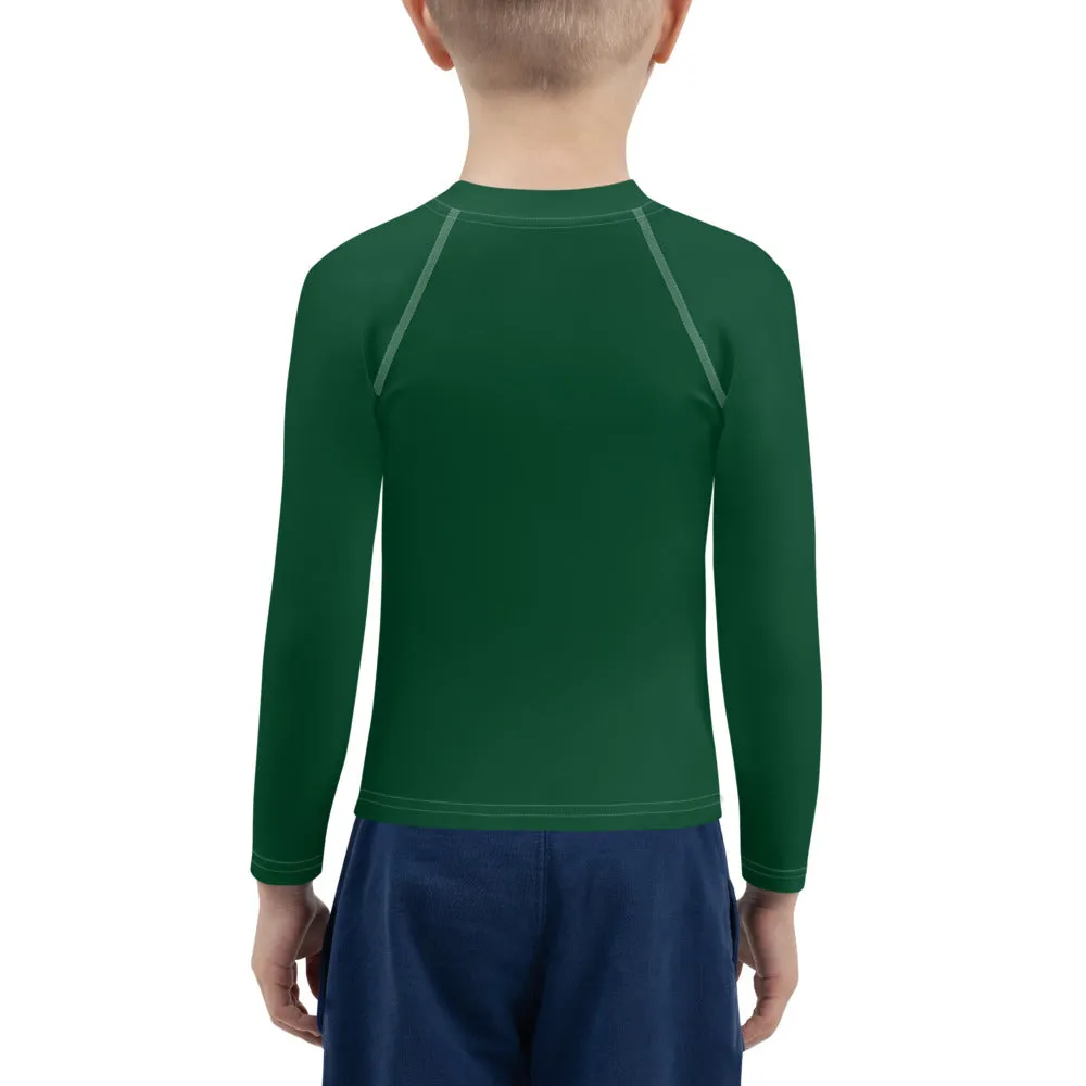 Dynamic Duo: Boys' Long Sleeve Solid Color Rash Guards - Sherwood Forest