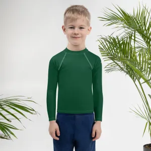 Dynamic Duo: Boys' Long Sleeve Solid Color Rash Guards - Sherwood Forest