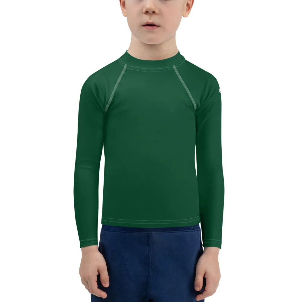 Dynamic Duo: Boys' Long Sleeve Solid Color Rash Guards - Sherwood Forest