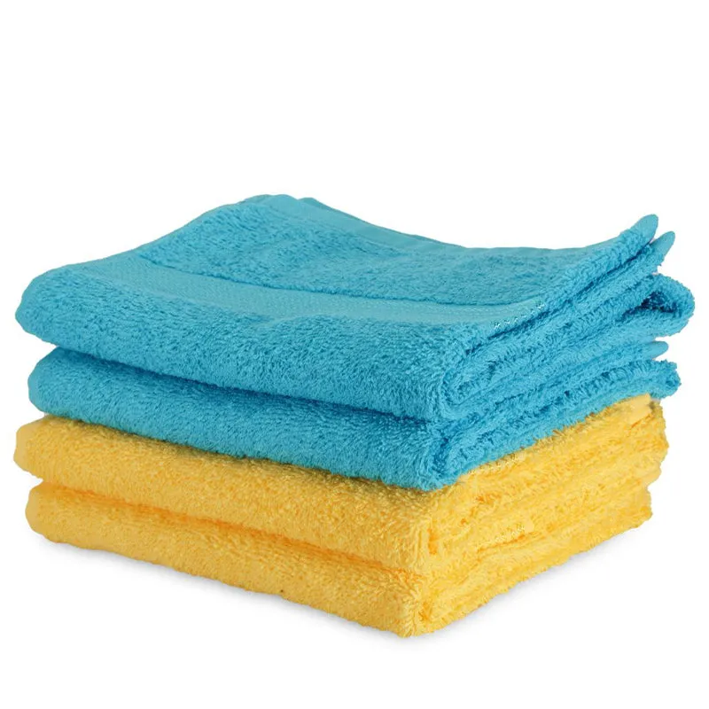 Eva Quick Dry Hand Towel (Yellow & Blue) - Set Of Four