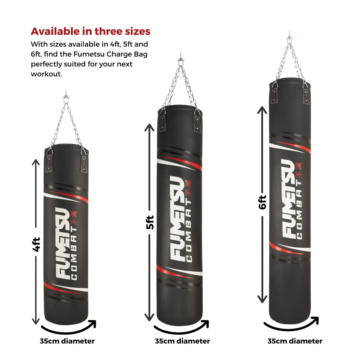 Fumetsu Charge 4ft Punch Bag Black/White/Red