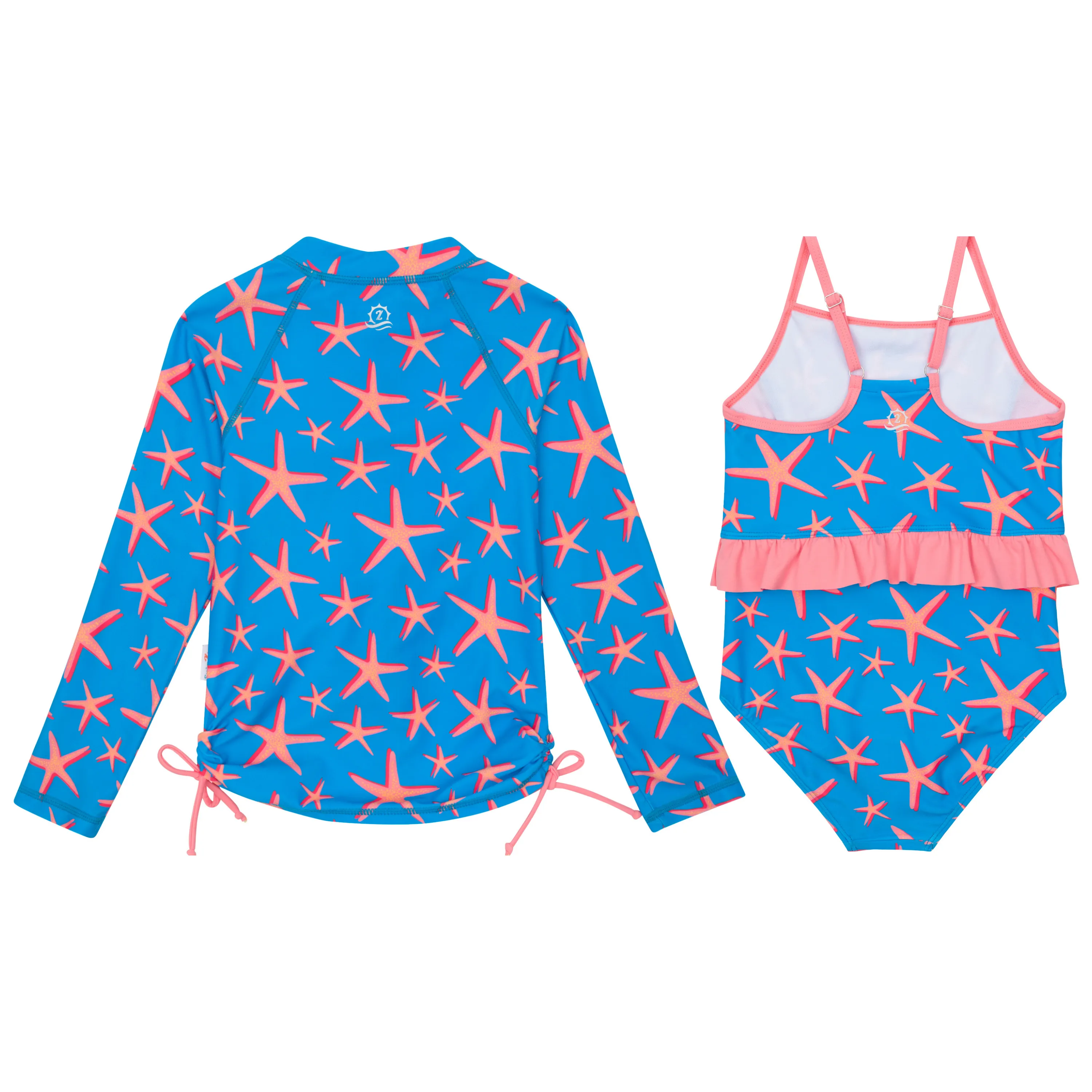 Girls One-Piece Swimsuit   Long Sleeve Rash Guard Set (2 Piece) | "Starfish"