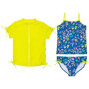 Girls Short Sleeve Rash Guard   Tankini Bikini Set (3 Piece) | "Tropadelic”