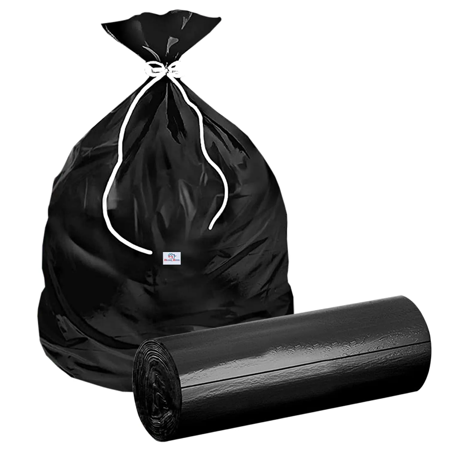 Heart Home Garbage Bag|Waste Bag|Garbage Bag Small|Oxo-Biodegradable|30 Bags Roll (Black)