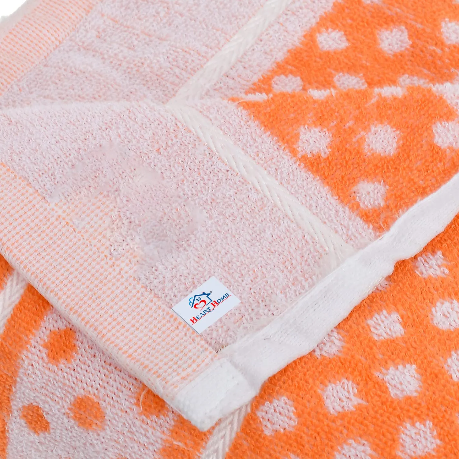 Heart HomeDot Printed Super Soft, Fluffy, and Absorbent, Cotton Bath Towel Perfect for Daily Use, 30"x60"- Pack of 3 (Orange)