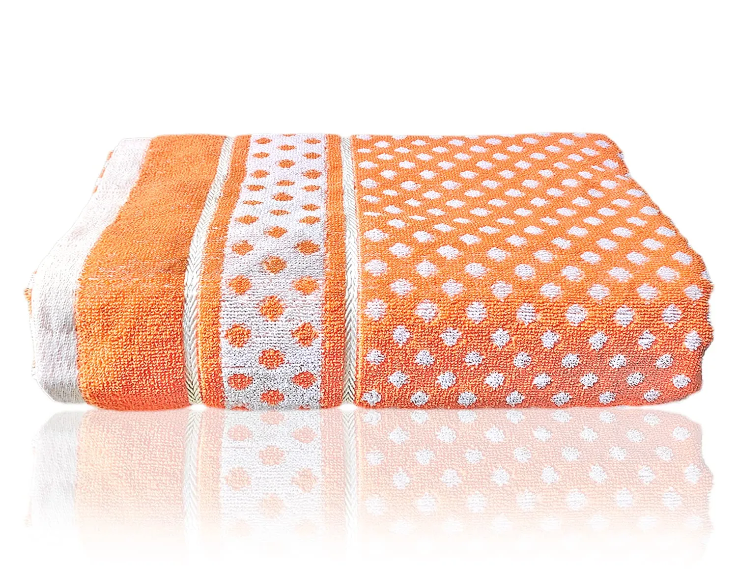 Heart HomeDot Printed Super Soft, Fluffy, and Absorbent, Cotton Bath Towel Perfect for Daily Use, 30"x60"- Pack of 3 (Orange)