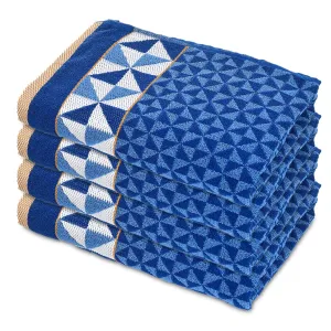 Heart HomeTringle Printed Super Soft, Fluffy, and Absorbent, Cotton Bath Towel Perfect for Daily Use, 30"x60"- Pack of 4 (Blue)