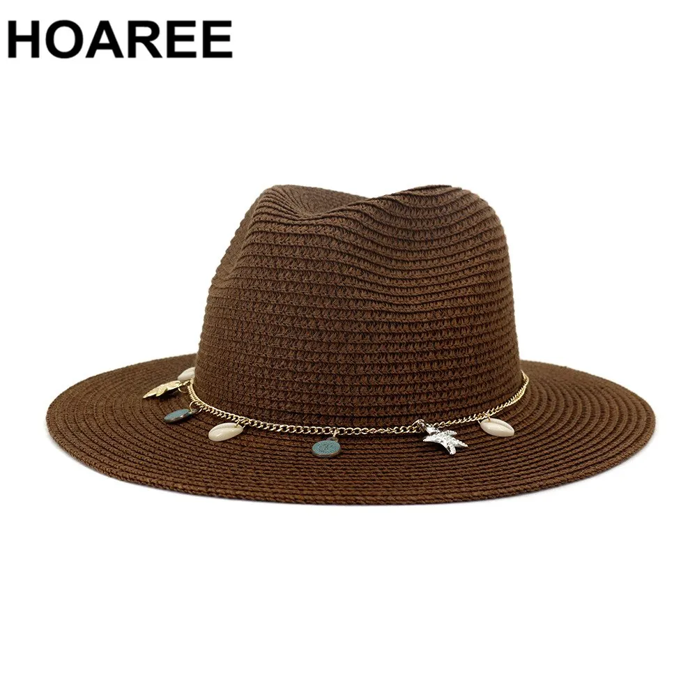 HOAREE  Panama  Fedora Straw Sunhat