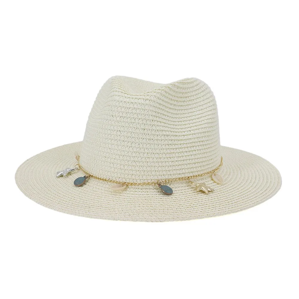 HOAREE  Panama  Fedora Straw Sunhat