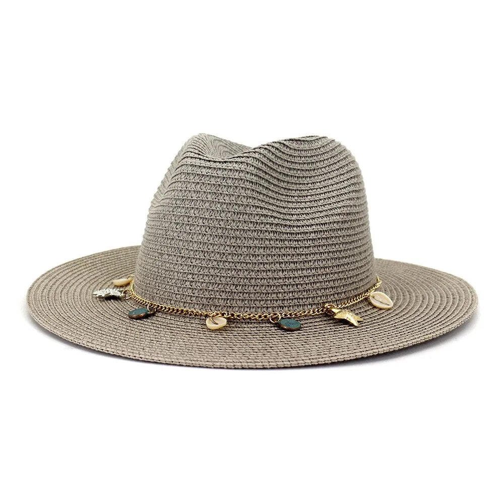 HOAREE  Panama  Fedora Straw Sunhat