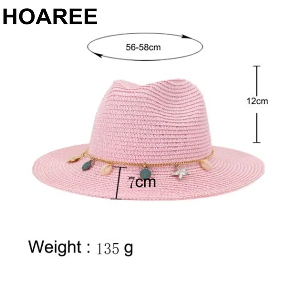 HOAREE  Panama  Fedora Straw Sunhat