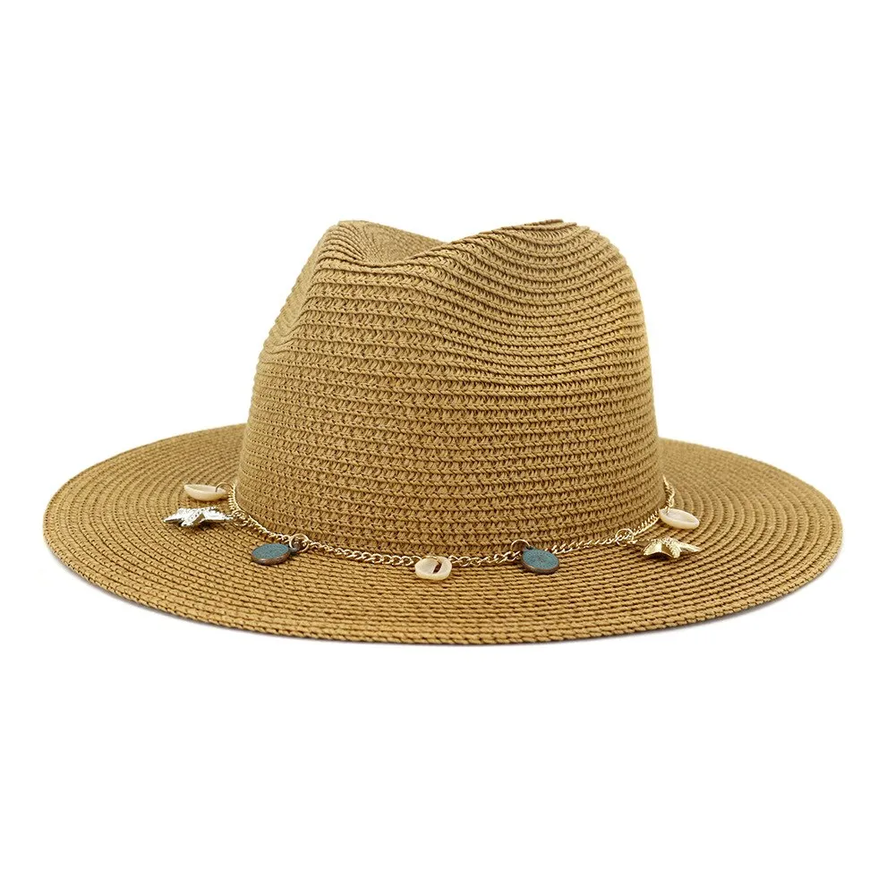 HOAREE  Panama  Fedora Straw Sunhat