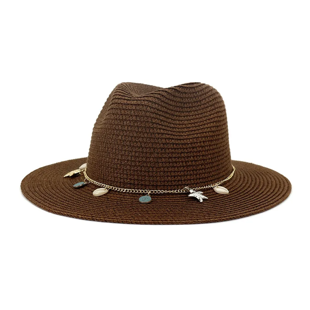 HOAREE  Panama  Fedora Straw Sunhat