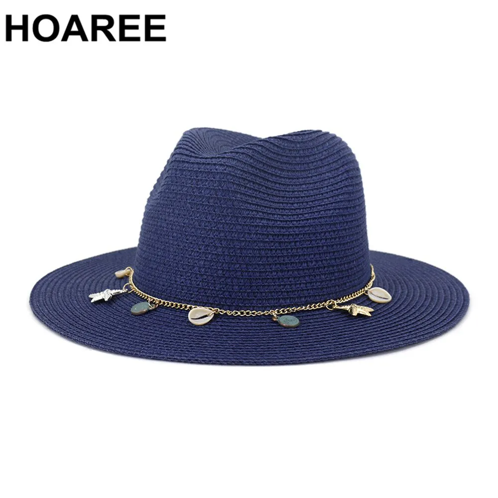 HOAREE  Panama  Fedora Straw Sunhat