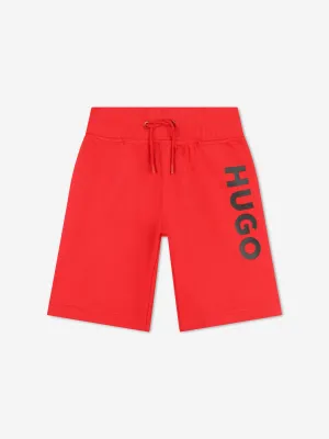 Hugo Boys Logo Print Shorts in Red