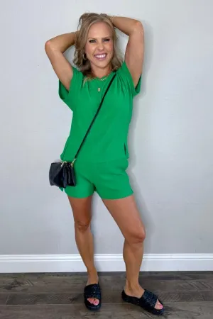 Kelly Green Textured Knit Top