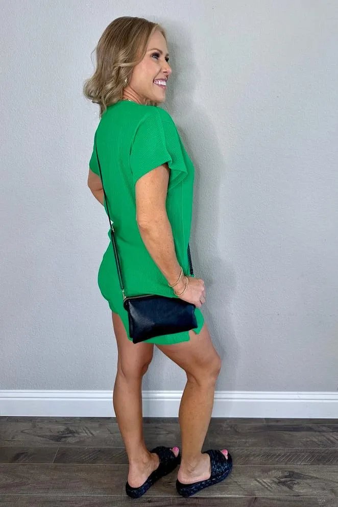 Kelly Green Textured Knit Top