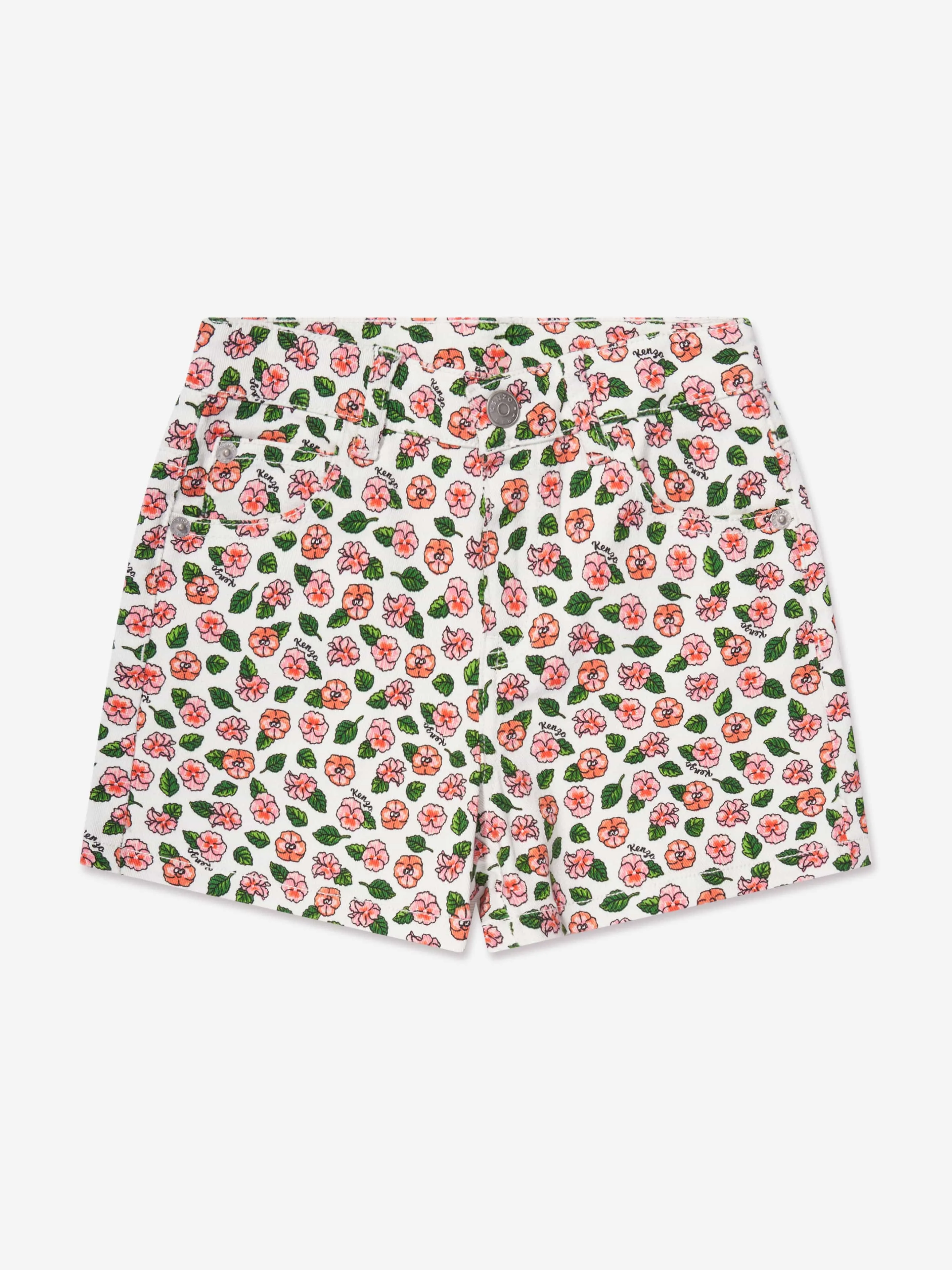 KENZO Girls Flower Shorts in Ivory