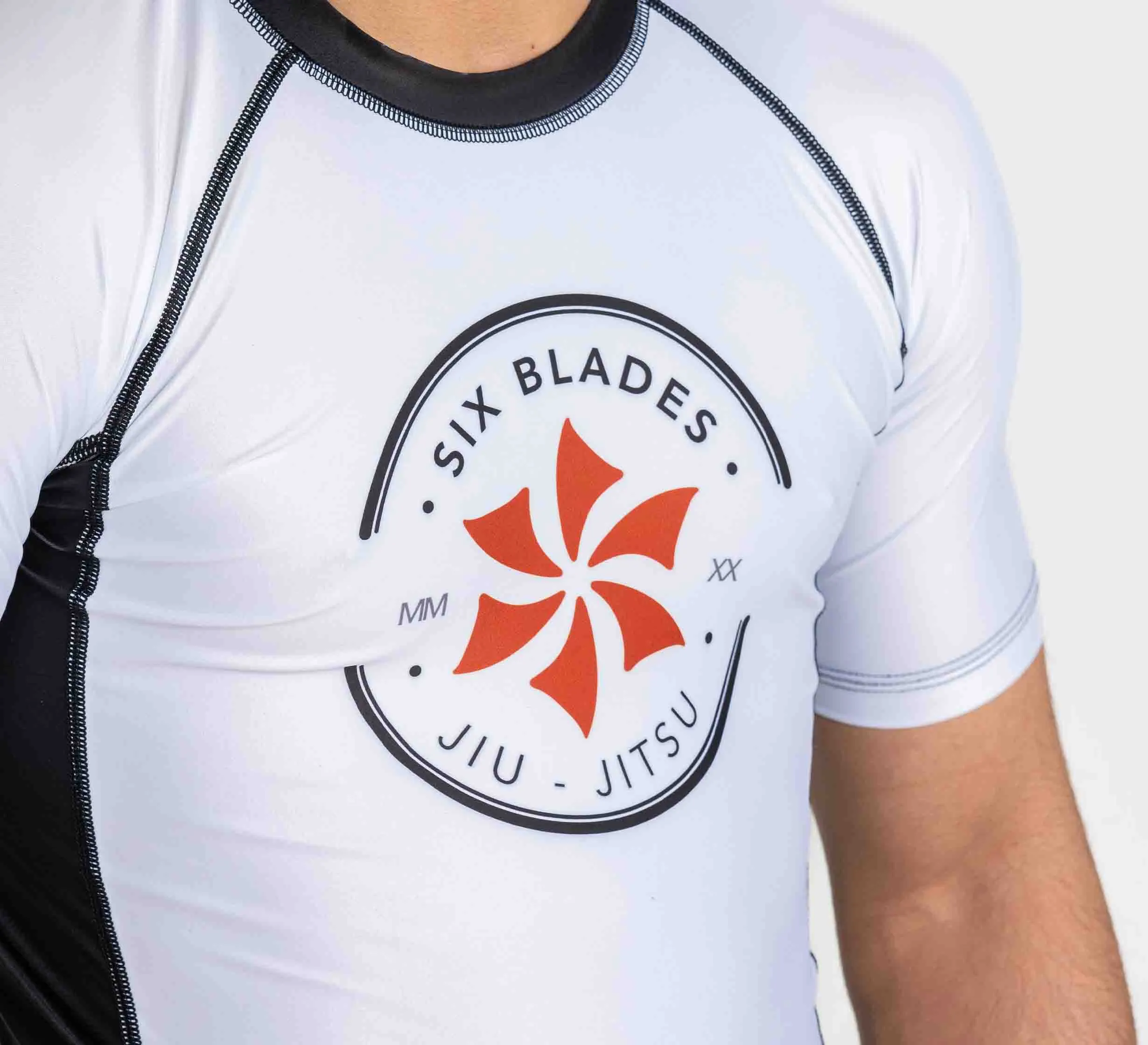 Kids Six Blades Short Sleeve Rashguard White