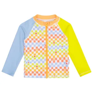 Kids UPF 50  Long Sleeve Zipper Rash Guard Swim Shirt | "Gamified"