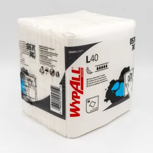 Kimberly Clark 05701 Wypall L40 White General Purpose Quarterfold Wipers 12-1/2" x 12" Pack of 56