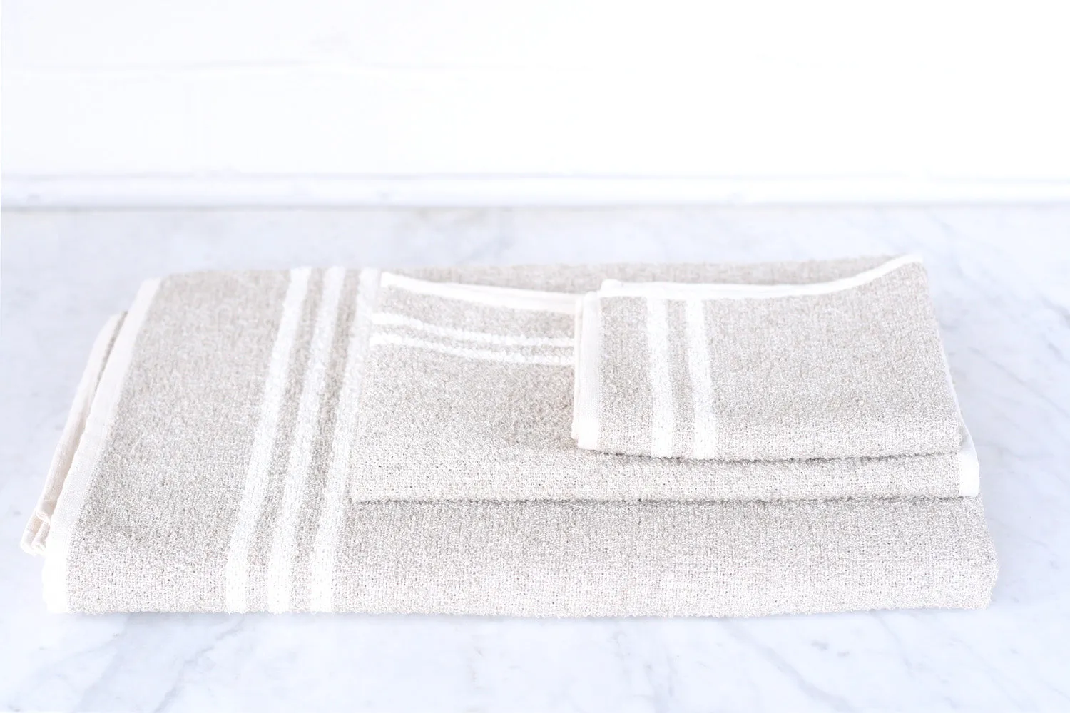 Linen & Cotton Neutral Stripe Bath Sheet