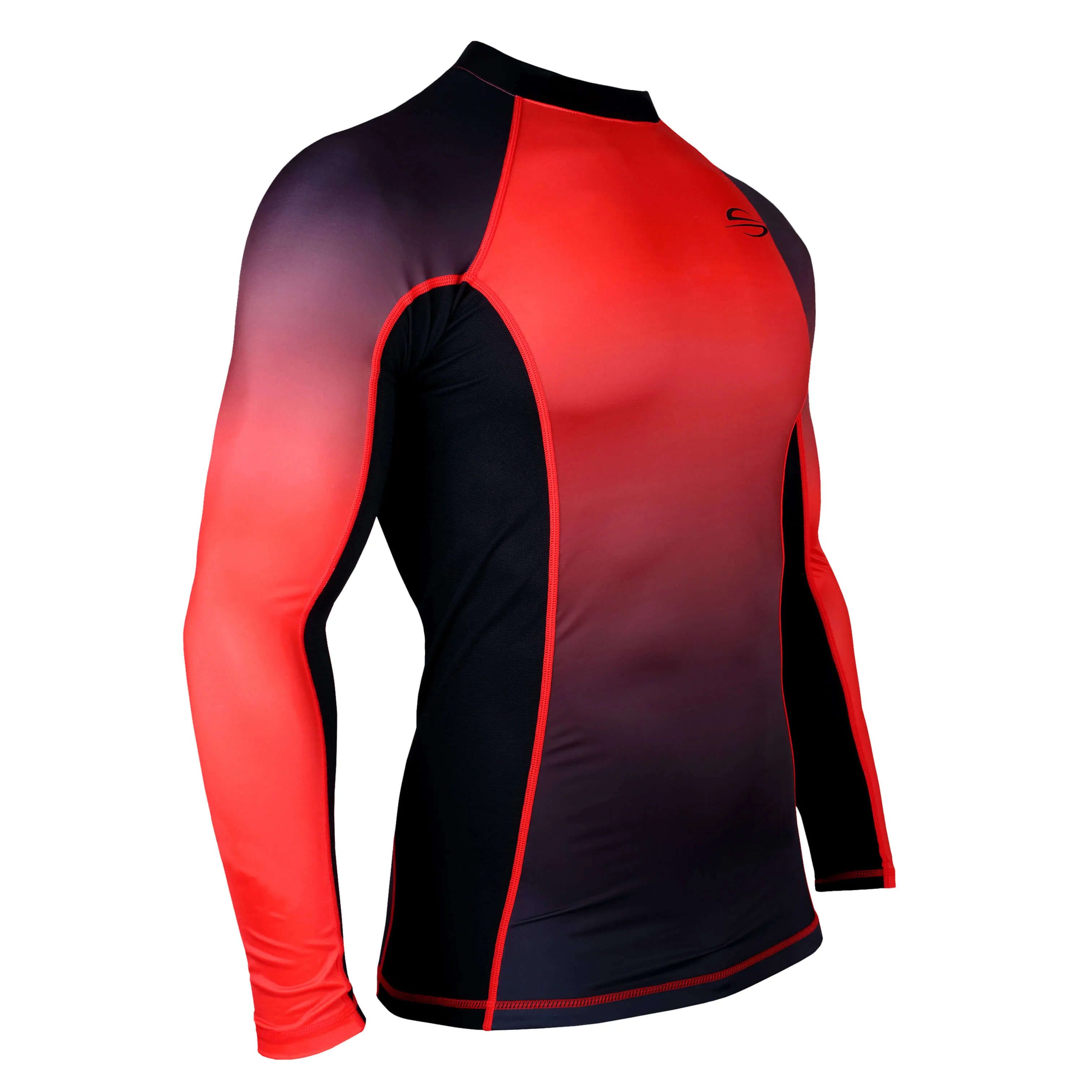 Long Sleeve Rash Guard for Men UPF 50  | Gradient - Red