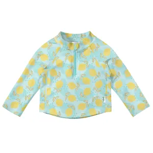 Long Sleeve Zip Rashguard Shirt - Aqua Dot Lemon