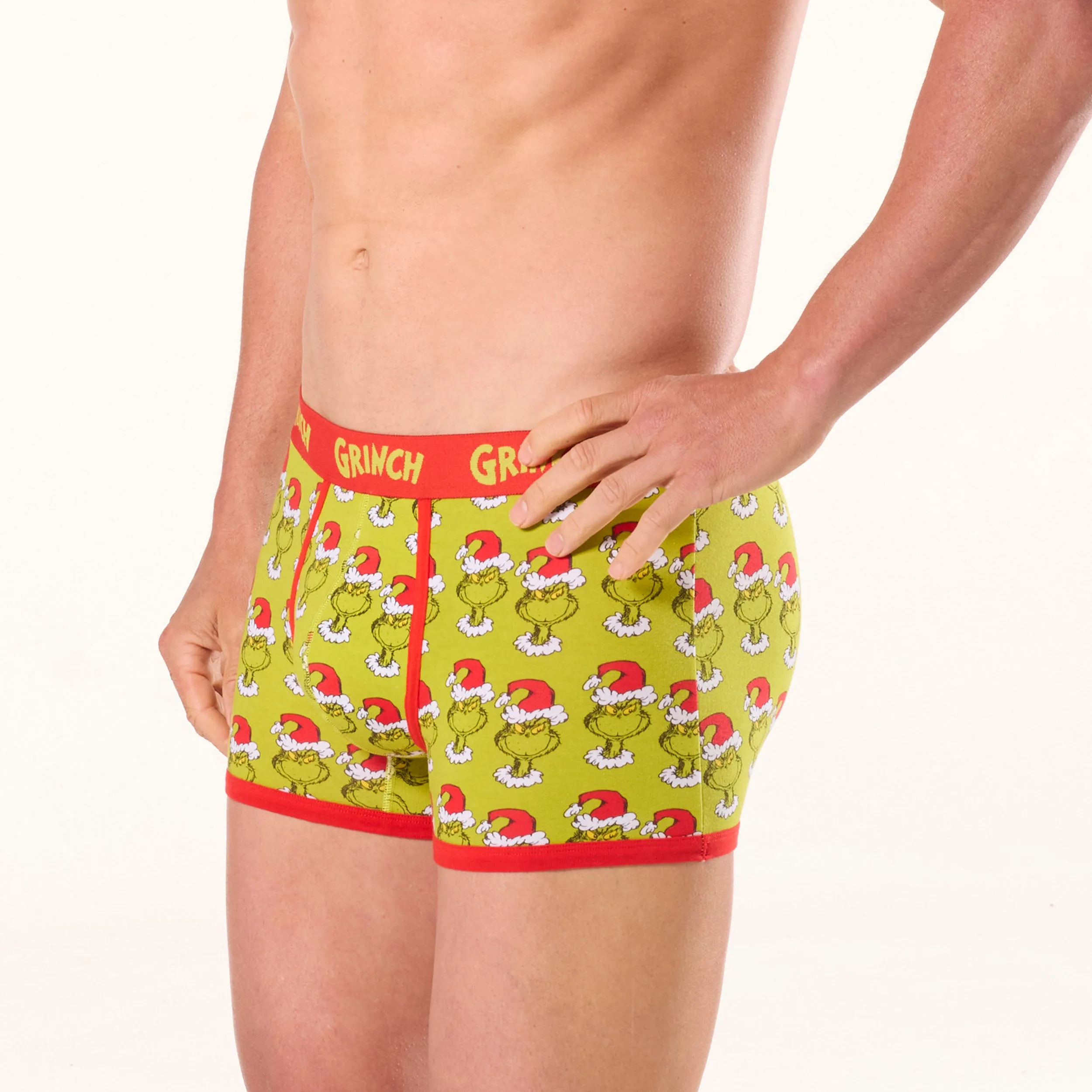 Men's Grinch Faces Cotton Trunks - Green