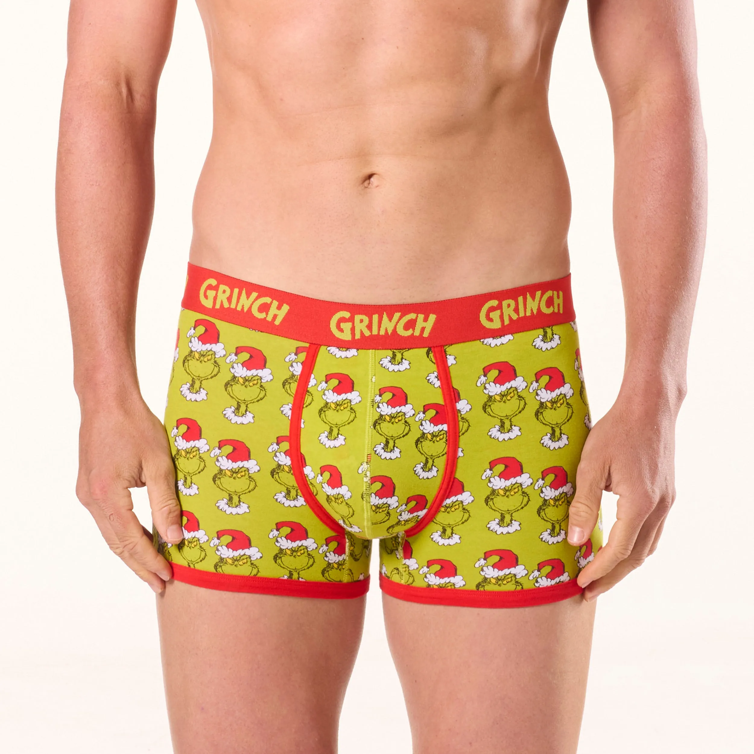 Men's Grinch Faces Cotton Trunks - Green