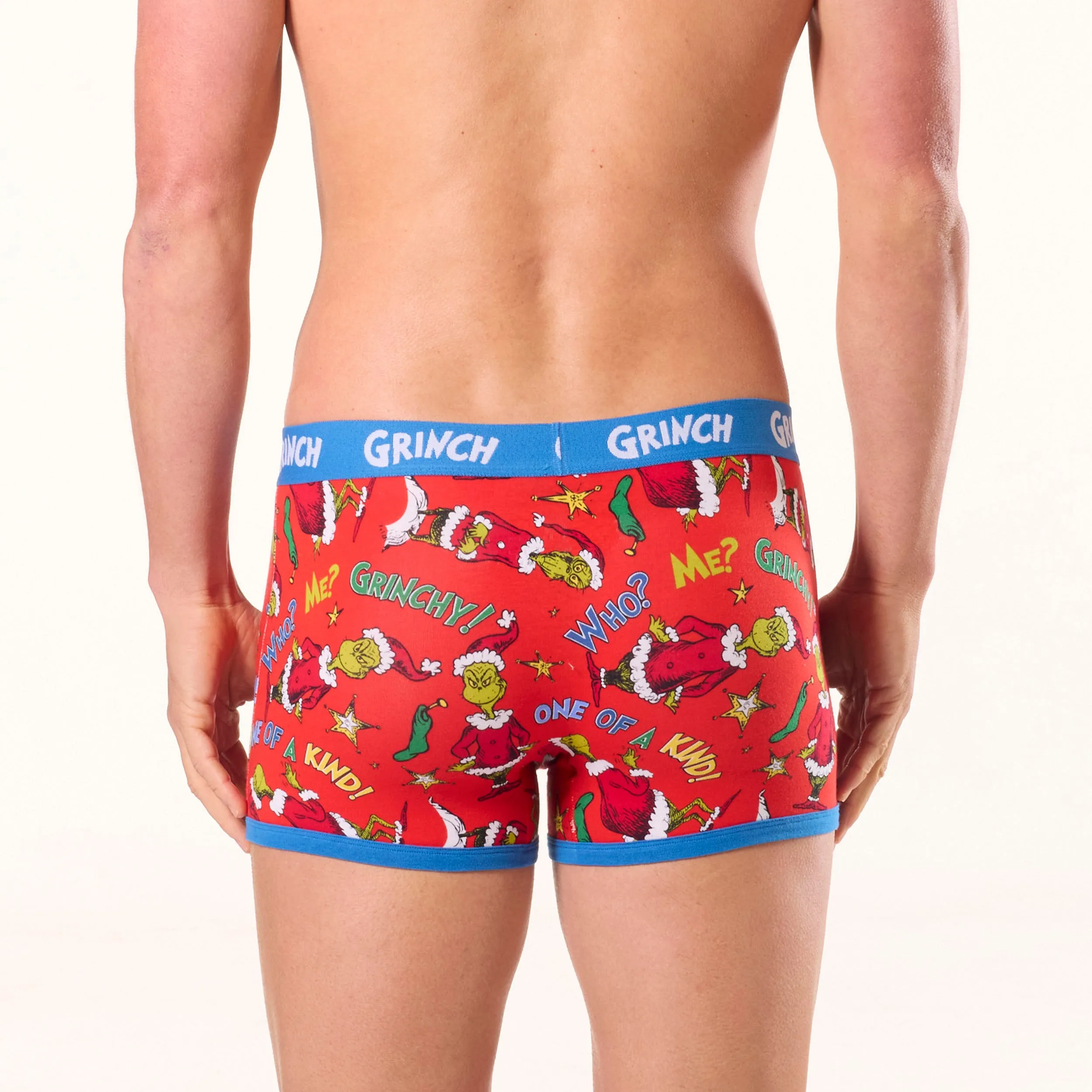 Men's Grinch Merry Merry Cotton Trunks - Red