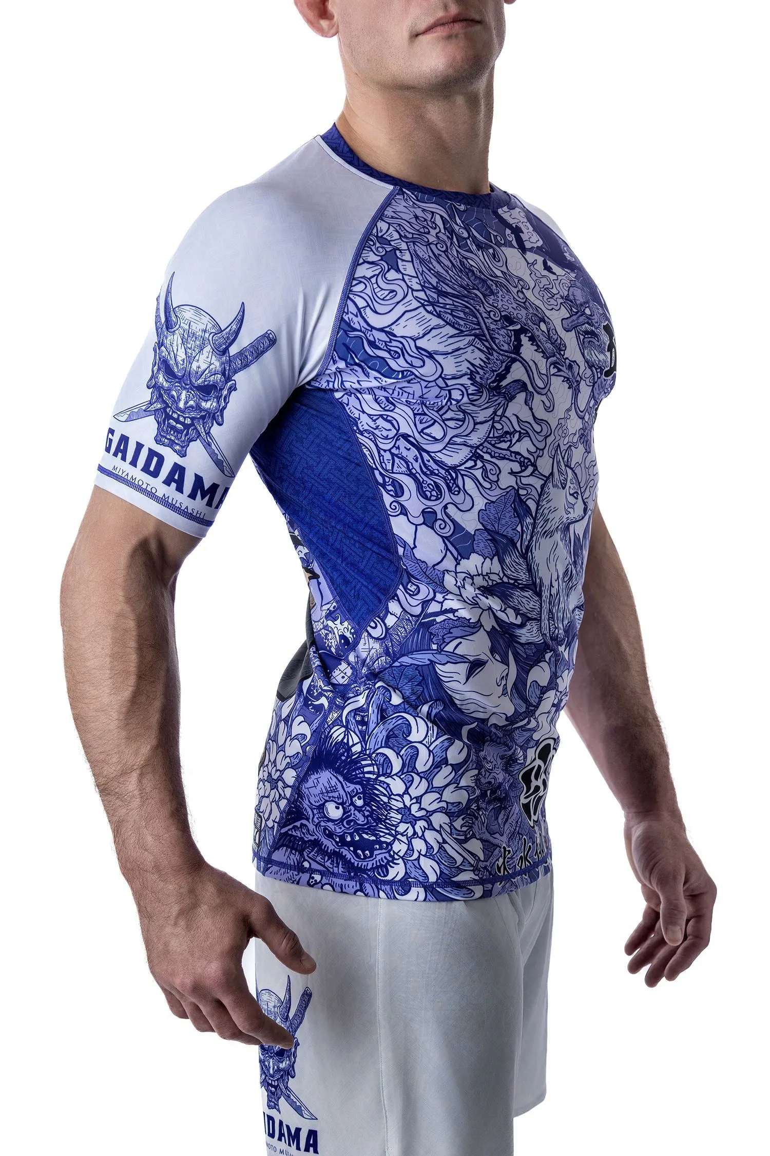 Men's Miyamoto Musashi Jiu Jitsu Art Wear Rashguard - Short Sleeve