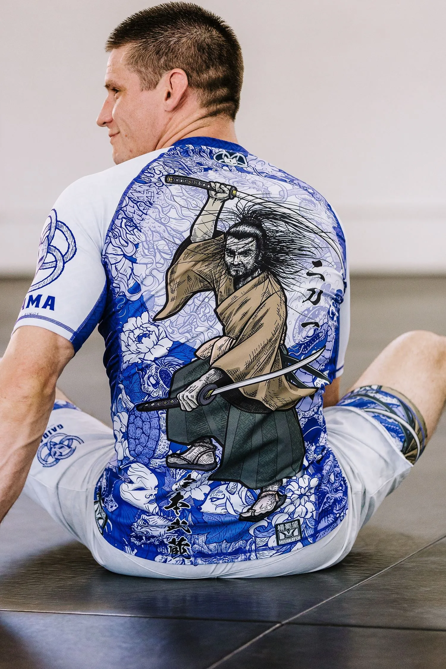 Men's Miyamoto Musashi Jiu Jitsu Art Wear Rashguard - Short Sleeve